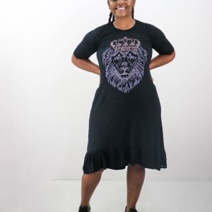 Vestido babado-Leão com Coroa